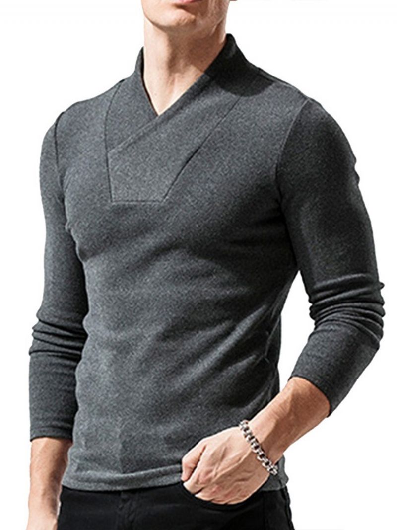 European Plain Long Sleeve Pullover T-Paita