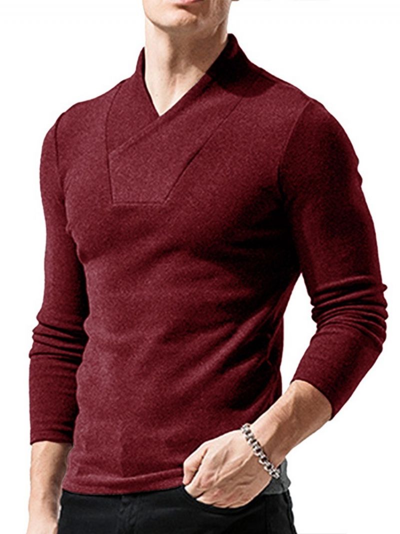 European Plain Long Sleeve Pullover T-Paita