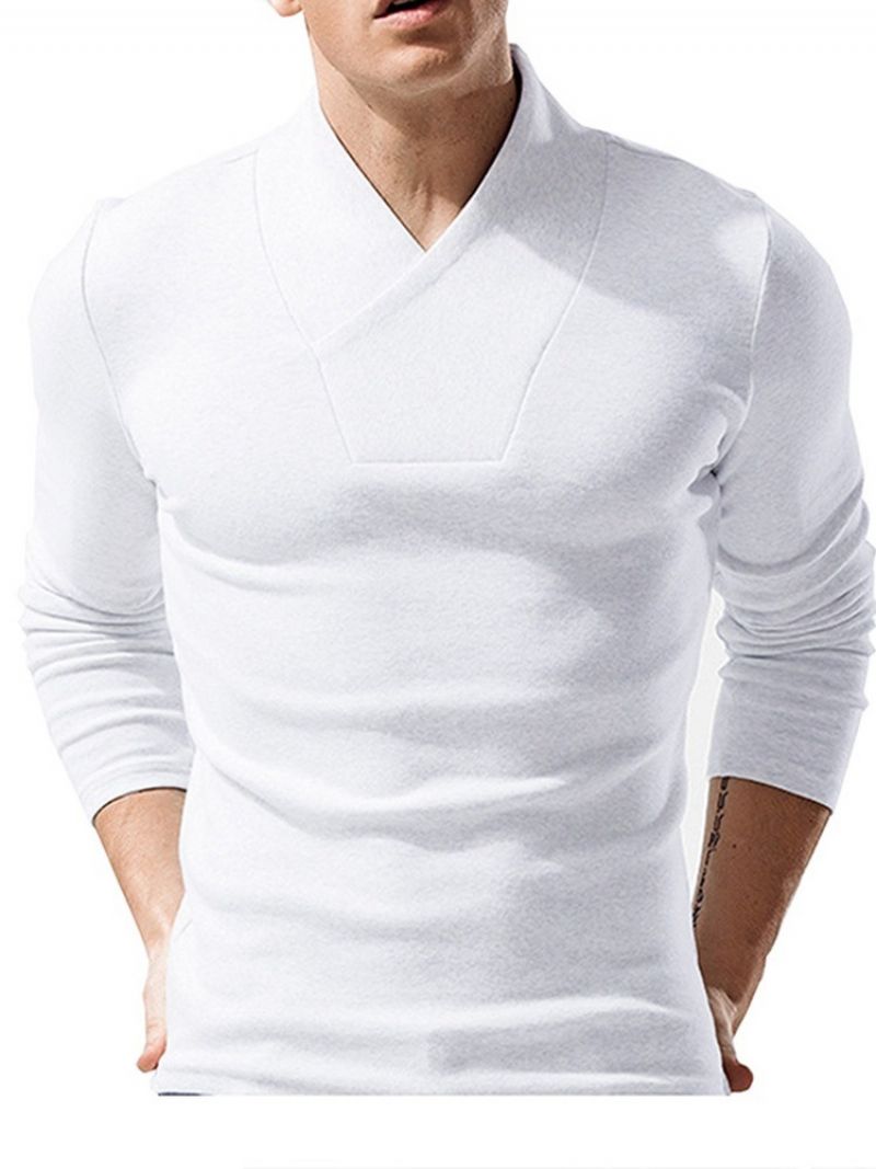 European Plain Long Sleeve Pullover T-Paita