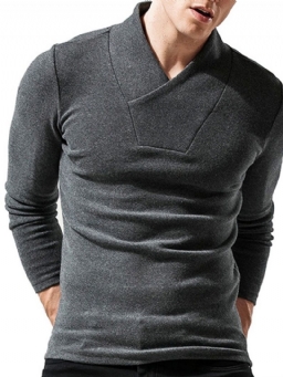 European Plain Long Sleeve Pullover T-Paita