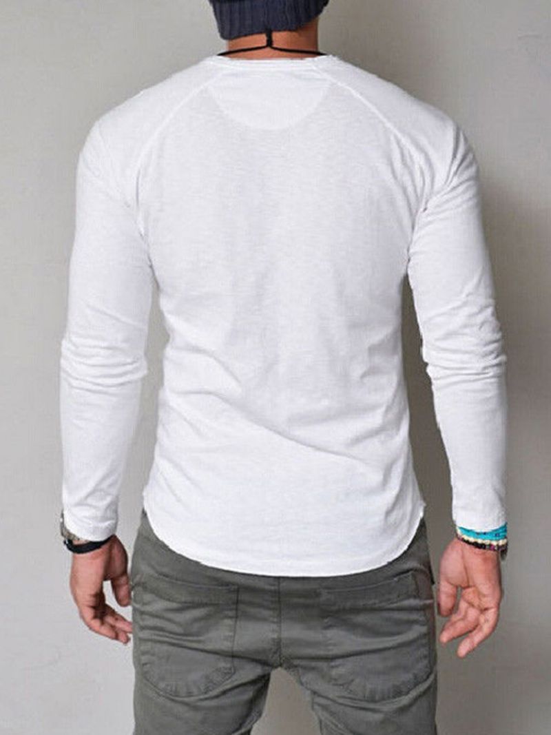 Plain Button Casual Slim Pullover T-Paita