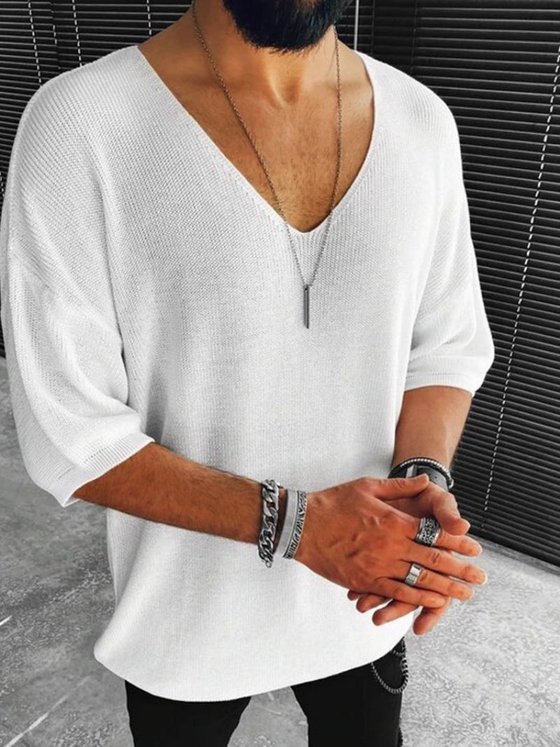 Plain Casual Half Sleeve Pullover Miesten T-Paita