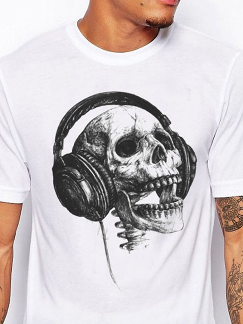 Print Casual Skull Lyhythihainen Miesten Ohut T-Paita