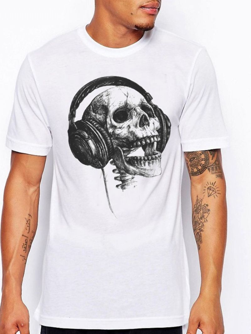 Print Casual Skull Lyhythihainen Miesten Ohut T-Paita