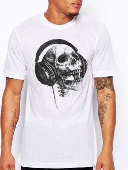 Print Casual Skull Lyhythihainen Miesten Ohut T-Paita