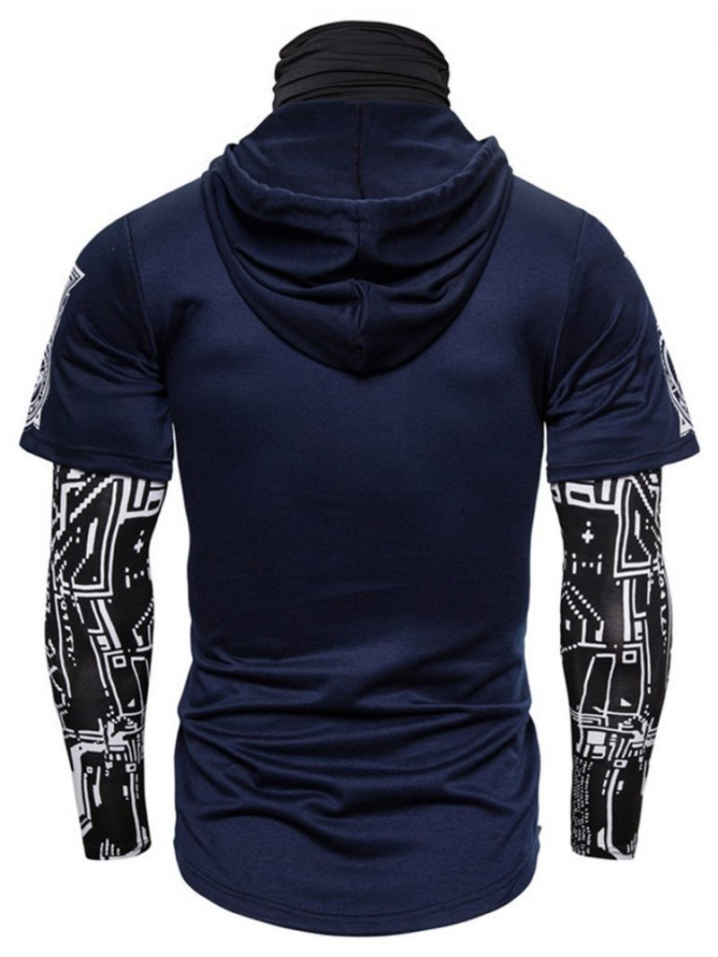 Print European Hooded Pullover Pitkähihainen T-Paita