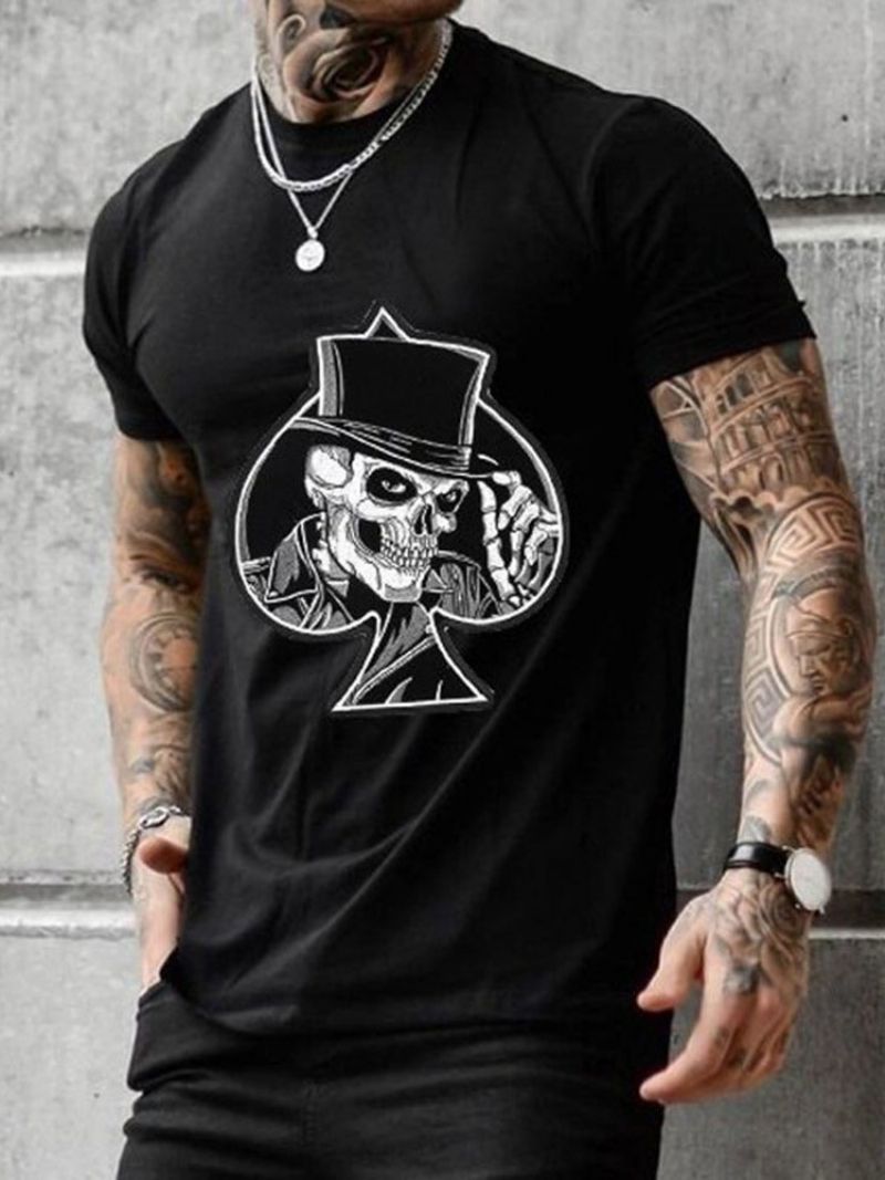 Print Skull Casual Lyhythihainen Miesten Villapaita