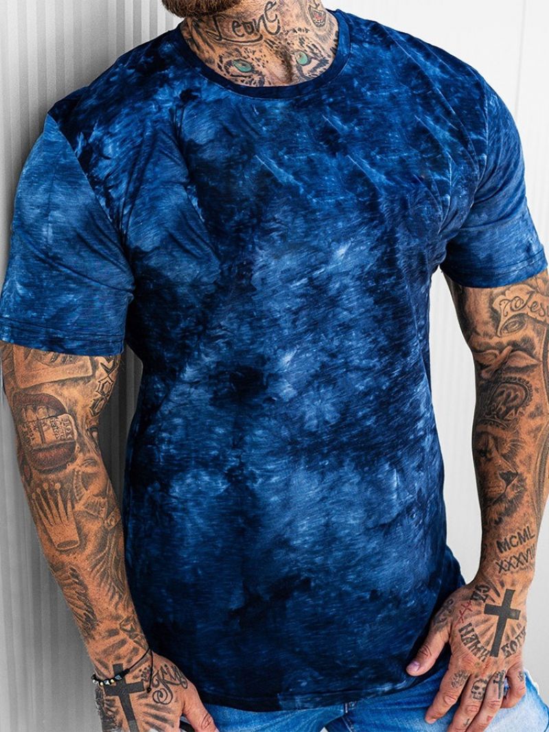 Pyöreäkauluksinen Tie-Dye Casual Slim Pullover T-Paita