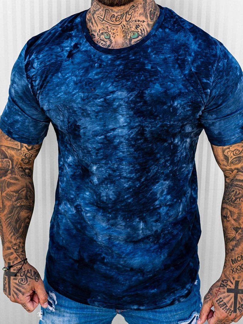 Pyöreäkauluksinen Tie-Dye Casual Slim Pullover T-Paita